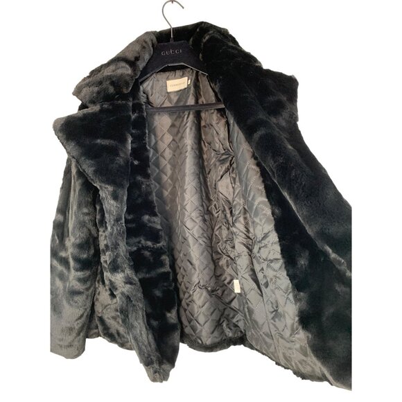 Clmmeiyuan Black Faux Fur Jacket Quilt Lining Ultra Soft Plush Size M/L RT10290 - Picture 4 of 10